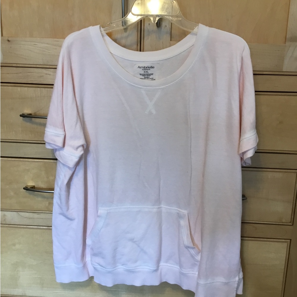 Ambrielle Light Pink Women's lite weight Short sleeve Sweatshirt/Sleeptop XXL